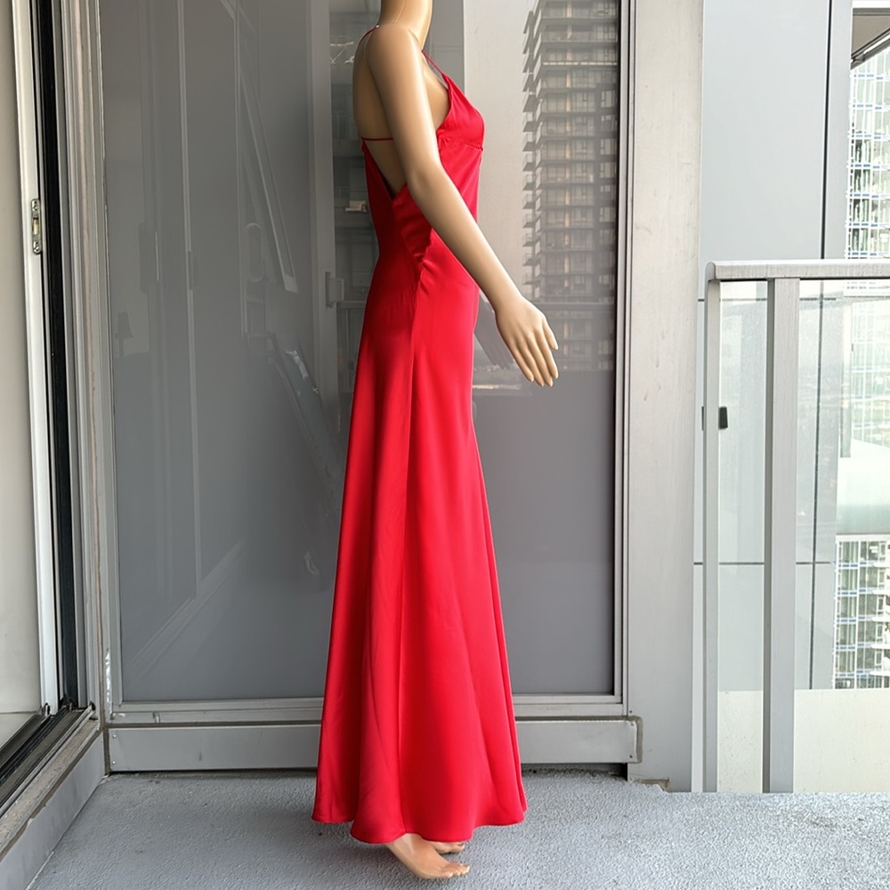 Zara 100% Silk Red Maxi Dress - Picture 3 of 13